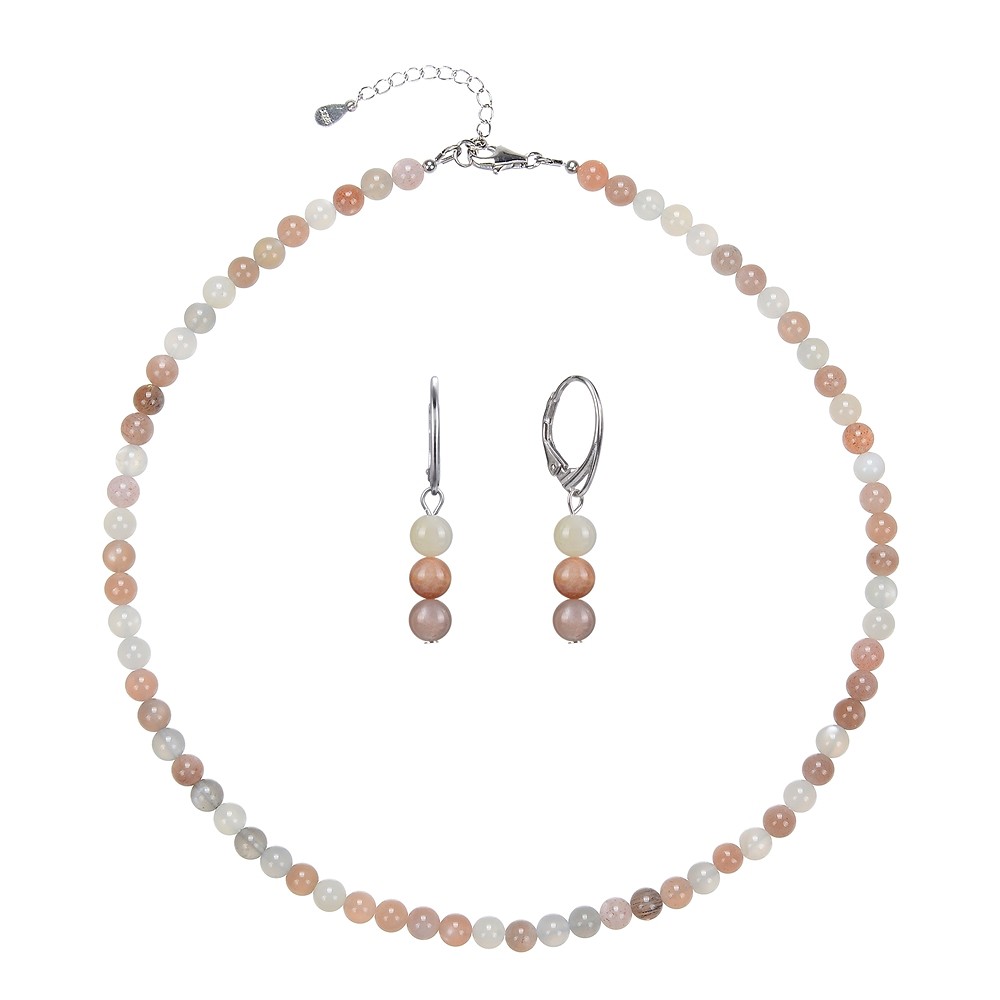 Armband Mondstein, 6mm-Kugeln, Verlängerungskettchen, rhodiniert | Marco Schreier