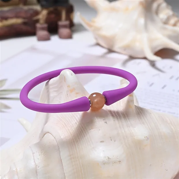 Armband Mondstein Kugel (8mm), Silikon (lila), 15cm (kurz) | Marco Schreier