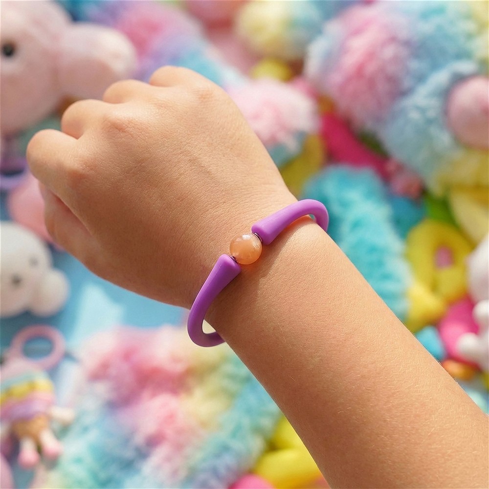 Bracelet Moonstone ball (8mm), silicone (purple), 15cm (short)  | Marco Schreier