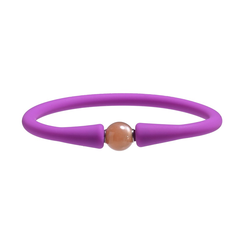 Bracelet Moonstone ball (8mm), silicone (purple), 15cm (short)  | Marco Schreier