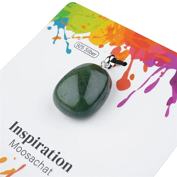 Moss Agate pendant, small Tumbled Stone, rhodiniert | Marco Schreier