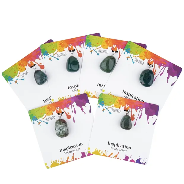 Moss Agate pendant, small Tumbled Stone, rhodiniert | Marco Schreier