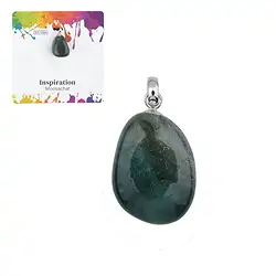 0611425106 Pendentif Agate mousse, Pierre roulée petite, rhodié | Marco Schreier