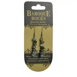 0611440005 Boucles d'oreilles avec crochets Barock Classic, Agate mousse | Marco Schreier