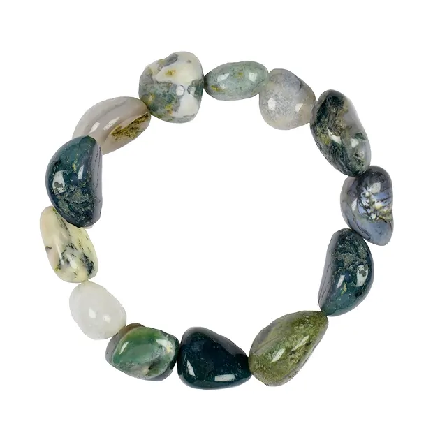 Armband, Moosachat, 18 - 22mm Nuggets | Edelsteine, Heilsteine & Schmuck-Handel