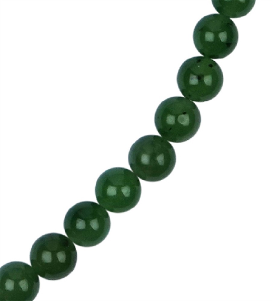 Nephrite necklace, beads (6mm), rhodiniert, extension chain | Marco Schreier