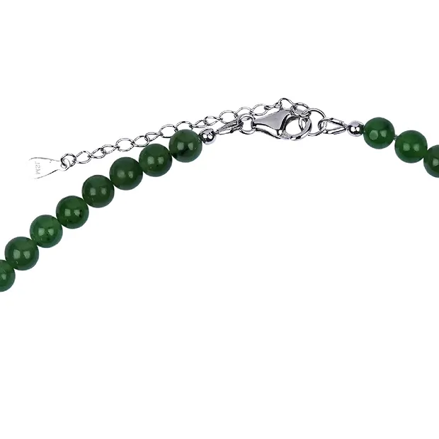 Collana in nefrite, perline (6 mm), placcate in nefrite, catena di estensione | Marco Schreier