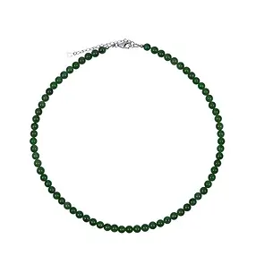 Kette Nephrit, Kugeln (6mm), rhodiniert | GH Edelsteine, Heilsteine & Schmuck