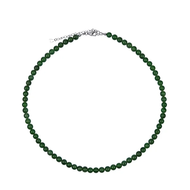 Kette Nephrit, Kugeln (6mm), rhodiniert | GH Edelsteine, Heilsteine & Schmuck