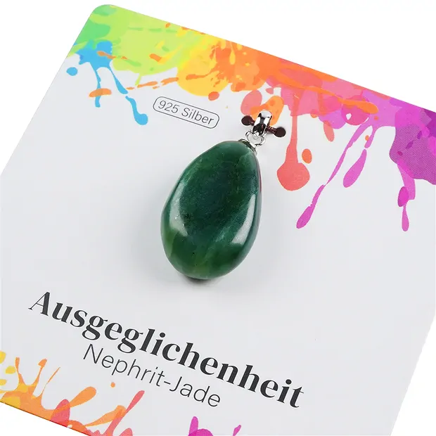 Nephrite jade pendant, small Tumbled Stone, rhodiniert | Marco Schreier
