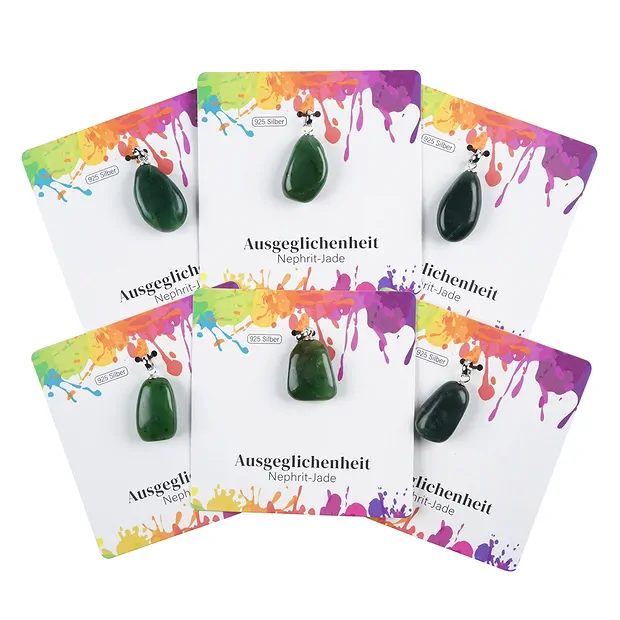 Anhänger Nephrit-Jade, Trommelstein klein, rhodiniert | Marco Schreier