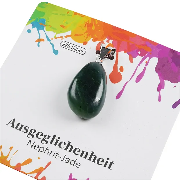Nephrite jade pendant, large Tumbled Stone, rhodiniert | Marco Schreier