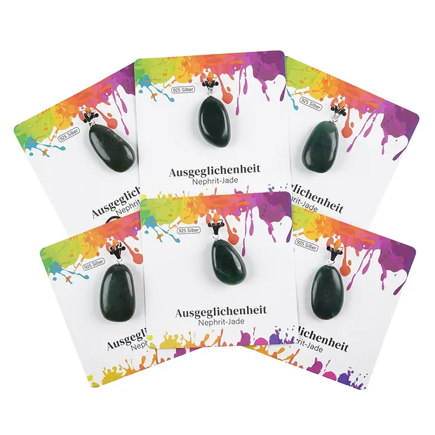 Anhänger Nephrit-Jade, Trommelstein groß, rhodiniert | Marco Schreier