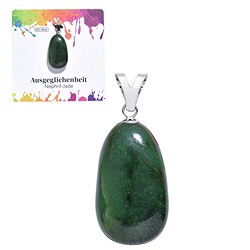 0611625107 Anhänger Nephrit-Jade, Trommelstein groß, rhodiniert | Marco Schreier