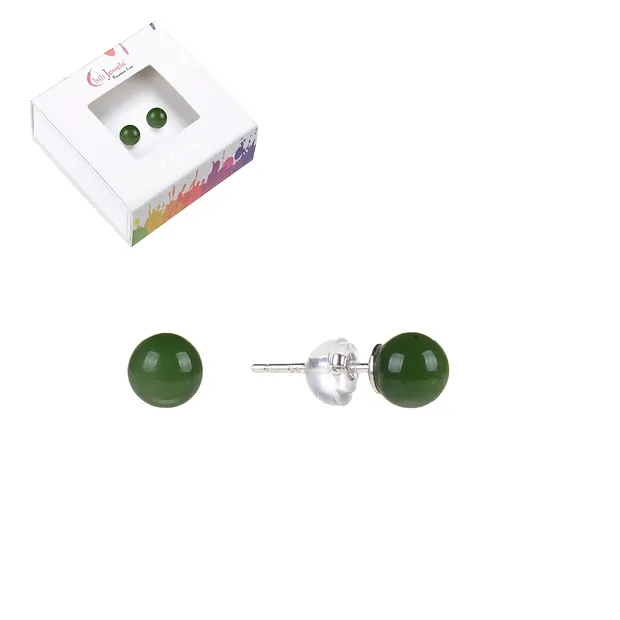 Ohrstecker Nephrit, Kugel, 4mm, rhodiniert | GH Edelsteine, Heilsteine & Schmuck