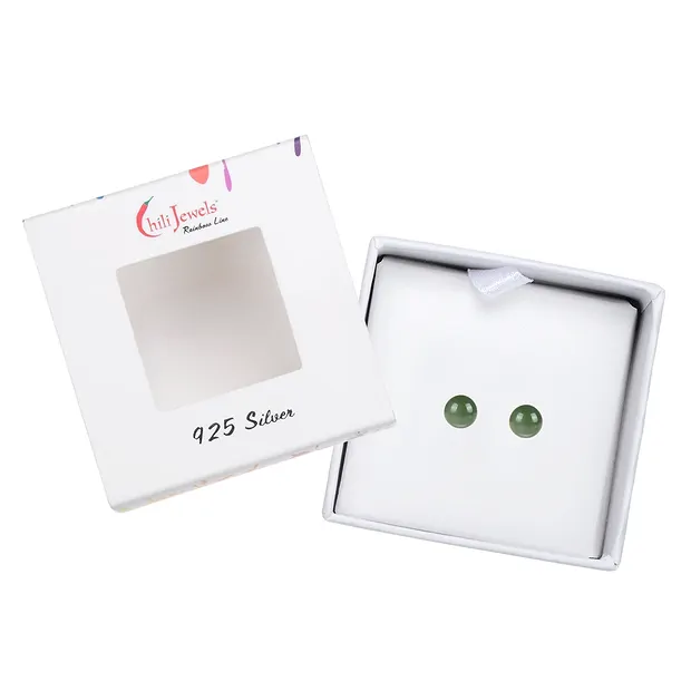 Ohrstecker Nephrit, Kugel, 6mm, rhodiniert | GH Edelsteine, Heilsteine & Schmuck