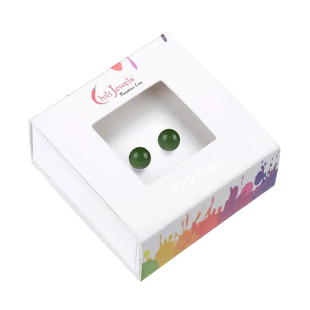 Ohrstecker Nephrit, Kugel, 6mm, rhodiniert | GH Edelsteine, Heilsteine & Schmuck