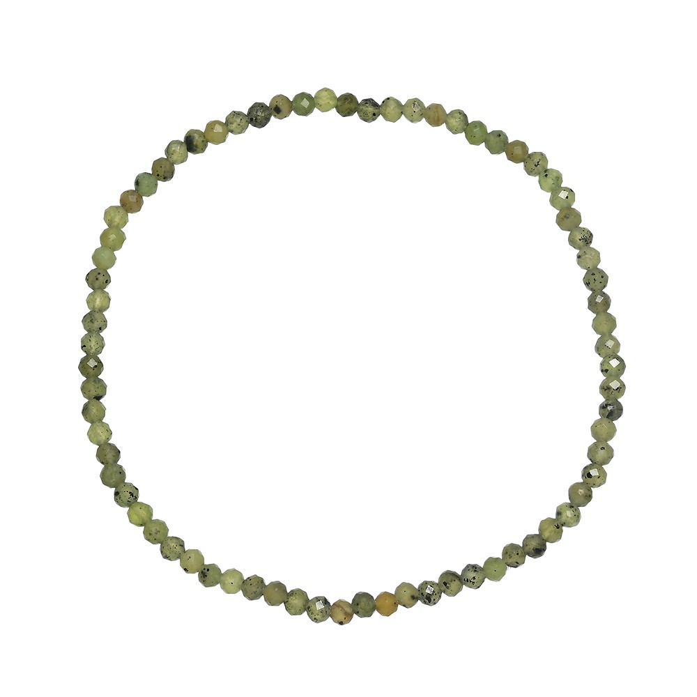 Bracelet, Nephrite, 03mm beads, faceted, 19cm | wholesaler gems & healing stones