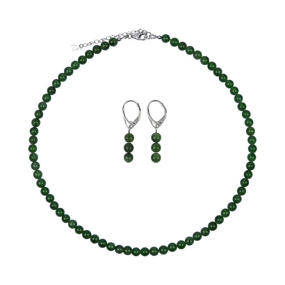 Armband Nephrit, 6mm-Kugeln, Verlängerungskettchen, rhodiniert | Marco Schreier