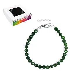 0611659060 Armband Nephrit, 6mm-Kugeln, Verlängerungskettchen, rhodiniert | Marco Schreier