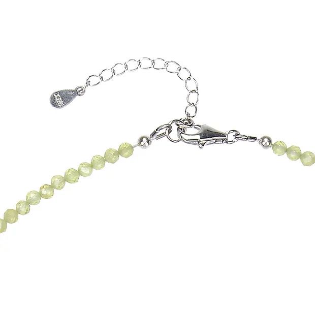 Collar de Peridoto, cuentas (3mm), facetadas, rodinado, cadena de extensión | Marco Schreier