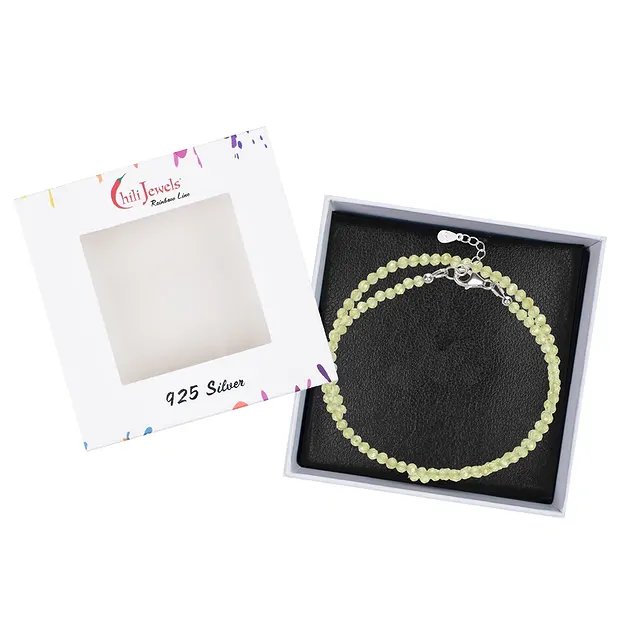Collana di Peridoto, perline (3 mm), sfaccettate, rodiate | Marco Schreier