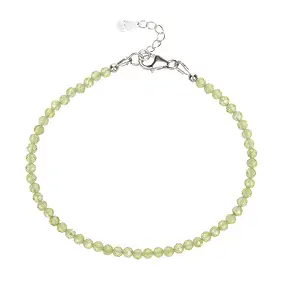 Kette Peridot, Kugeln (3mm), facettiert, rhodiniert | Marco Schreier