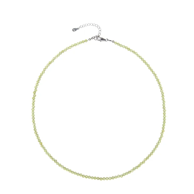 Collana di Peridoto, perline (3 mm), sfaccettate, rodiate | Marco Schreier