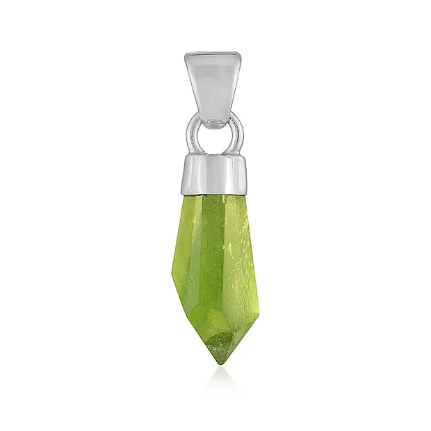 Anhänger Peridot, 2,5cm, rhodiniert | Schreier Edelsteine, Heilsteine & Schmuck