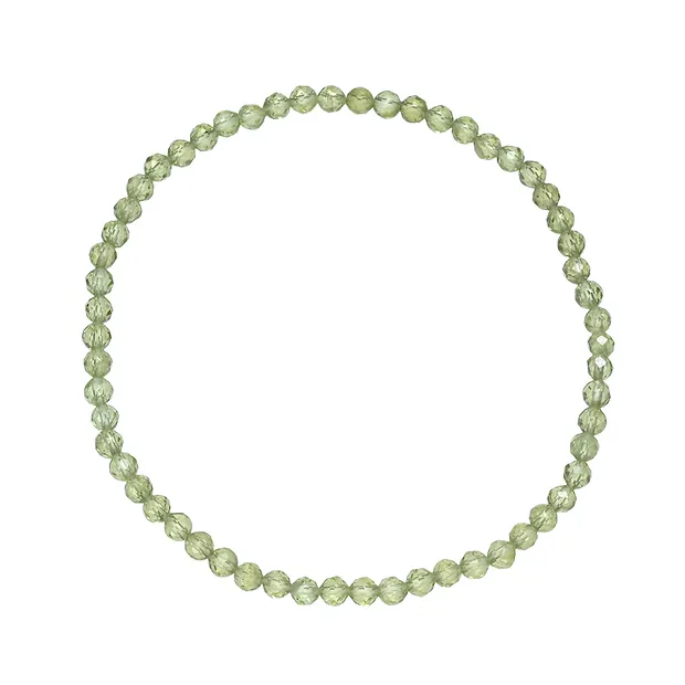 Bracelet, Péridot, 03mm boules, facettes, 19cm | Marco Schreier