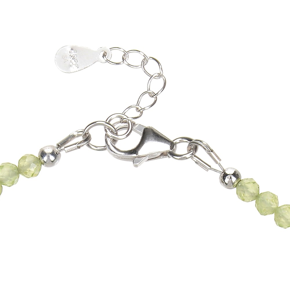 Bracelet Peridote, beads (3mm) faceted, rhodiniert, extension chain | Marco Schreier