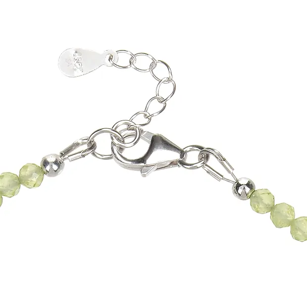 Bracelet Peridote, beads (3mm) faceted, rhodiniert, extension chain | Marco Schreier