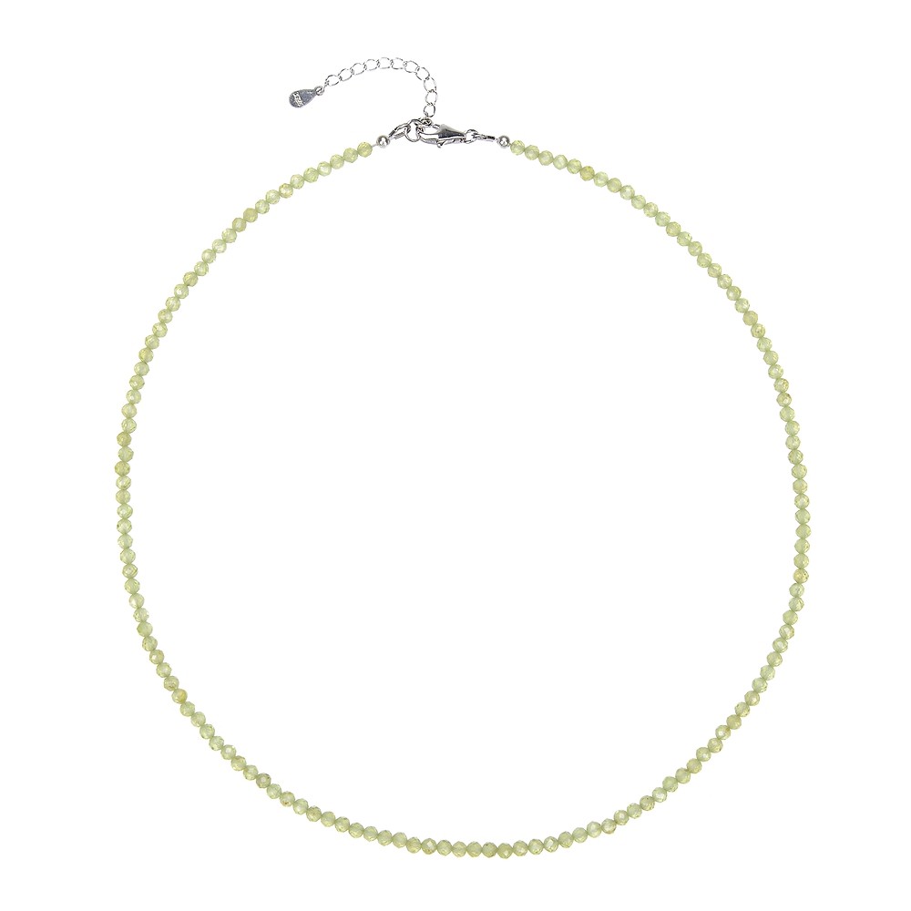 Bracelet Peridote, beads (3mm) faceted, rhodiniert, extension chain | Marco Schreier