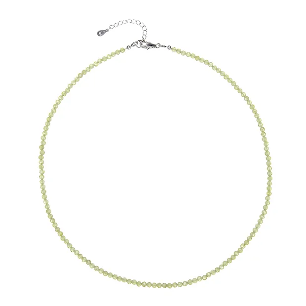 Bracelet en perles rondes, Péridot, boules (3mm) facettées, rhodié, Chaîne d'extension | Marco Schreier