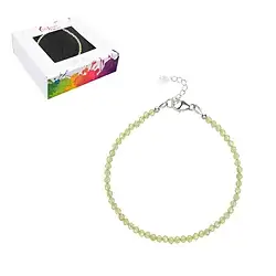 0612164213 Pulsera Peridoto, cuentas (3mm) facetadas, rodinado, prolongación cadena | Marco Schreier