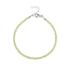 Pulsera Peridoto, cuentas (3mm) facetadas, rodinadas | Marco Schreier