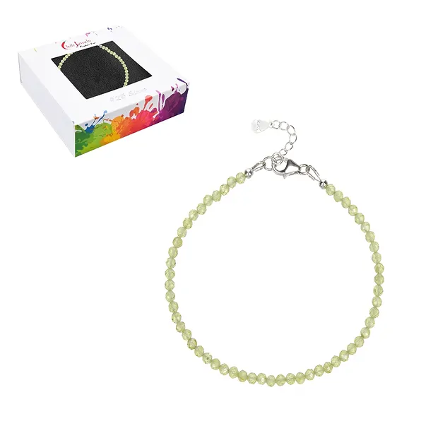 Armband Peridot, Kugeln (3mm) facettiert, rhodiniert | Marco Schreier