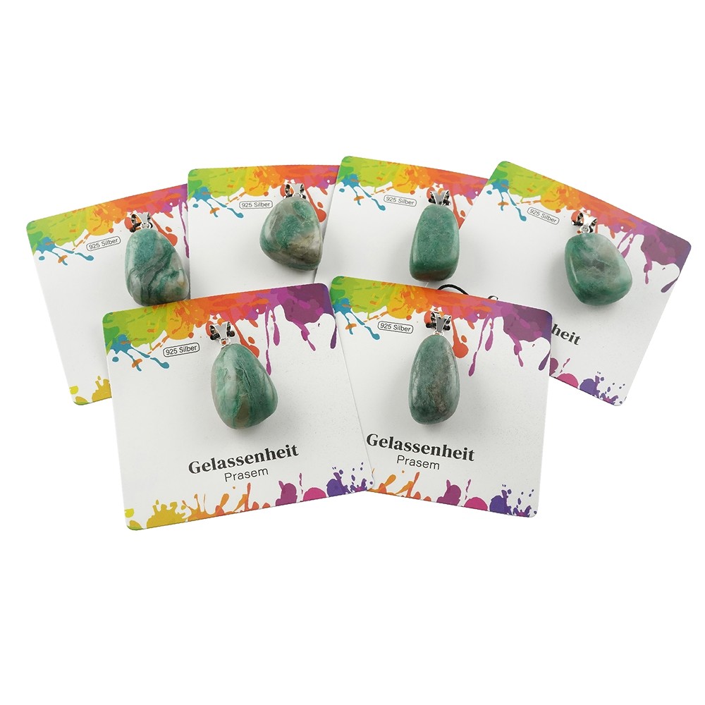 Prase pendant, large Tumbled Stone, rhodiniert | gems, healing stones & jewelry