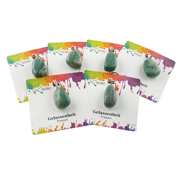 Prase pendant, large Tumbled Stone, rhodiniert | gems, healing stones & jewelry