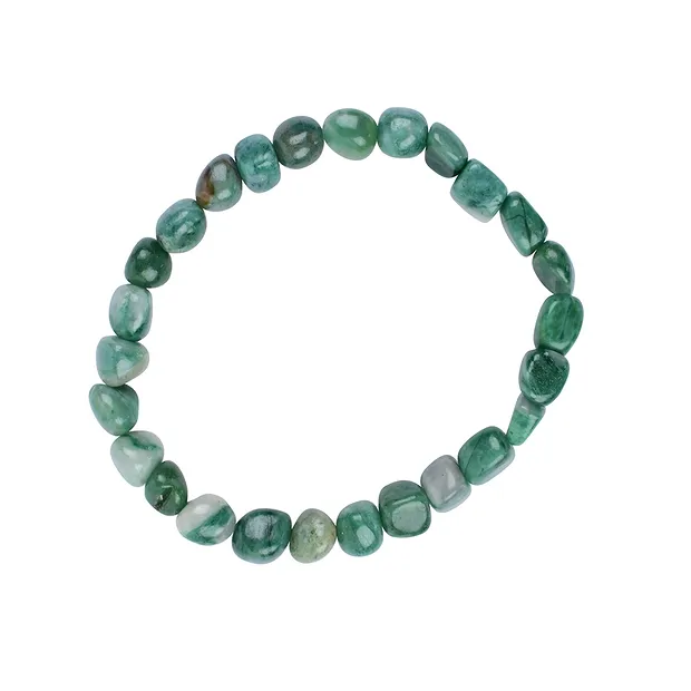 Bracelet, Prase, 08 - 10mm nuggets | wholesaler gems, healing stones & jewelry