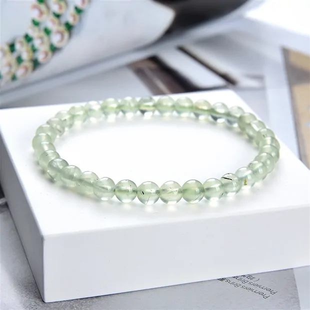 Bracelet, prehnite, 06mm perles rondes | Marco Schreier