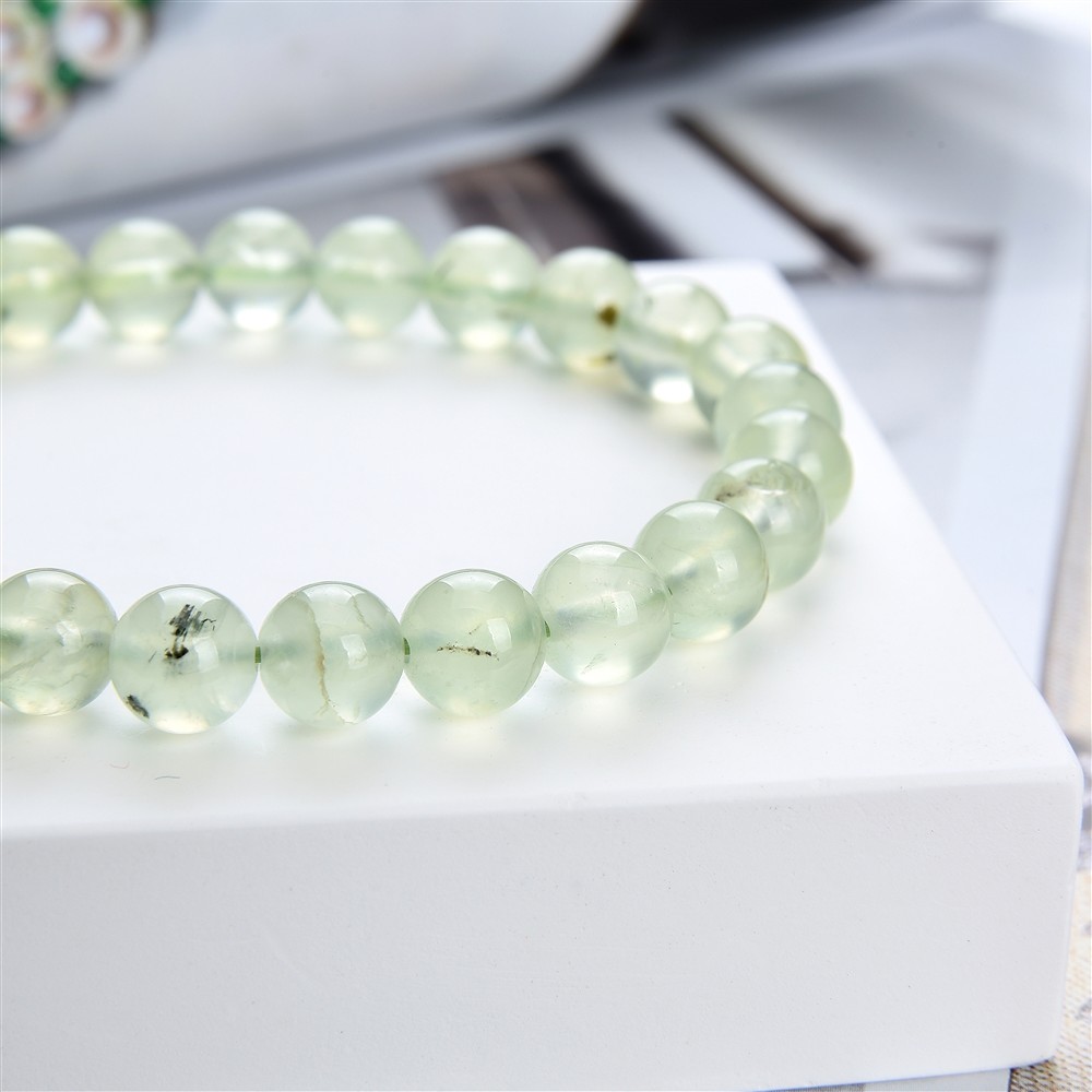 Bracelet, prehnite, 08mm beads | minerals trade - gems, healing stones & jewelry