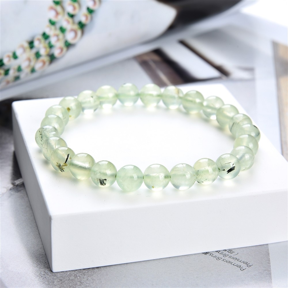 Bracelet, prehnite, 08mm beads | minerals trade - gems, healing stones & jewelry