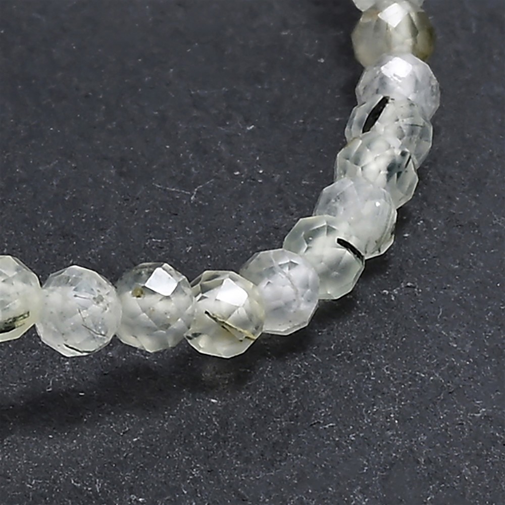 Bracelet, prehnite, 03mm boules, facettes, 14cm (court) | Marco Schreier