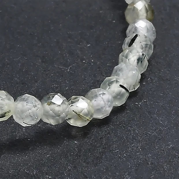 Bracelet, prehnite, 03mm beads, faceted, 14cm (short) | Marco Schreier