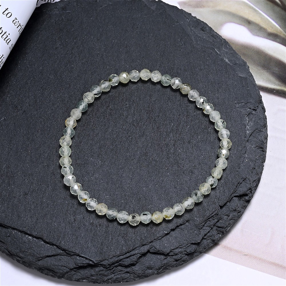Bracelet, prehnite, 03mm boules, facettes, 14cm (court) | Marco Schreier