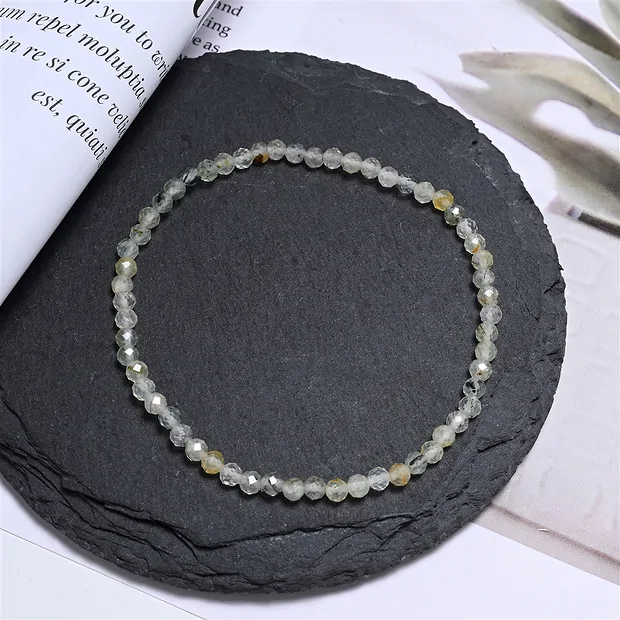 Bracelet, prehnite, 03mm beads, faceted, 19cm | wholesaler gems & healing stones