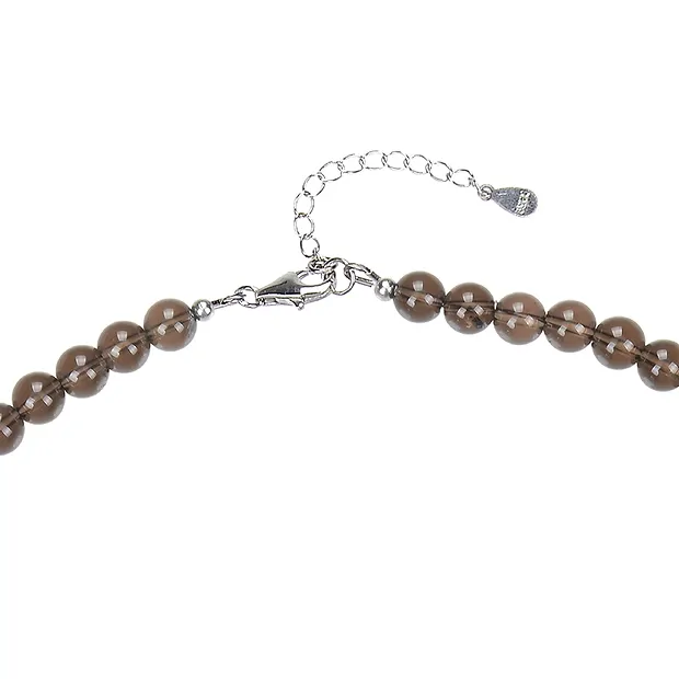 Kette Rauchquarz, Kugeln (6mm), rhodiniert, Verlängerungskettchen | Marco Schreier