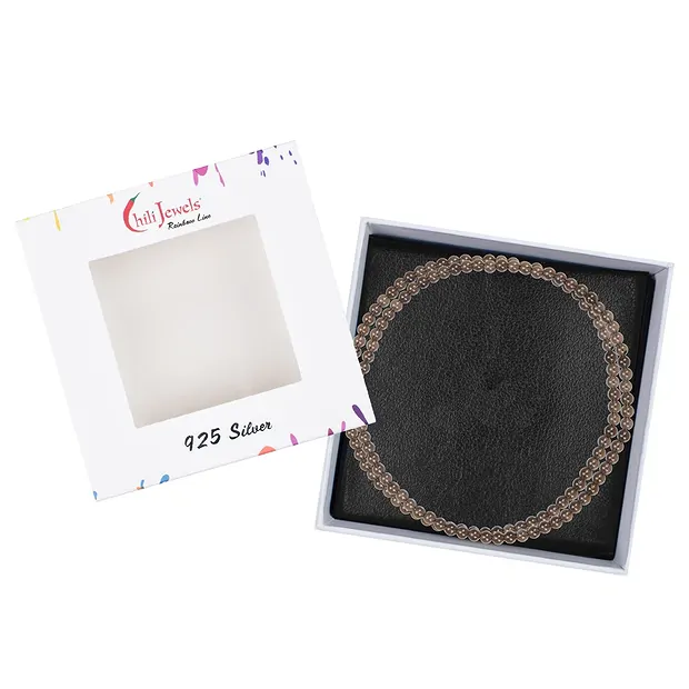 Collana di quarzo fumé, perline (6 mm), rodiato, catena di estensione | Marco Schreier