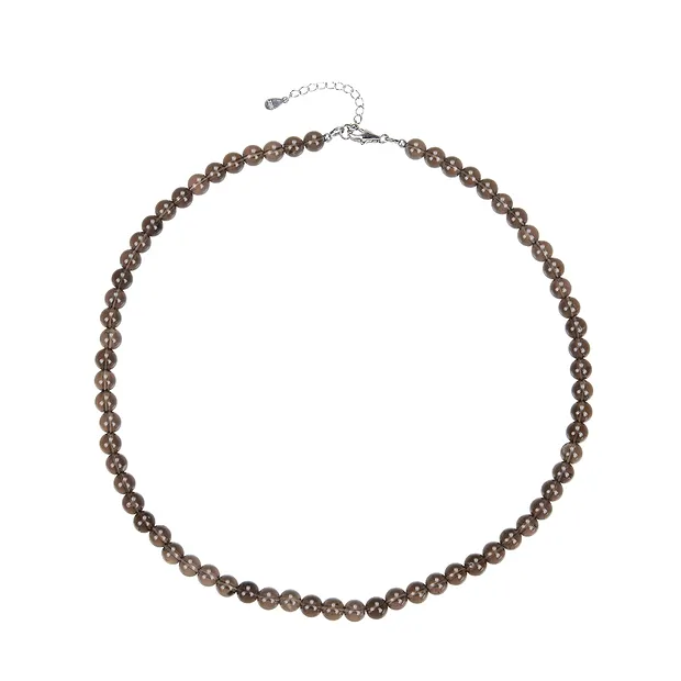 Kette Rauchquarz, Kugeln (6mm), rhodiniert | GH Edelsteine, Heilsteine & Schmuck
